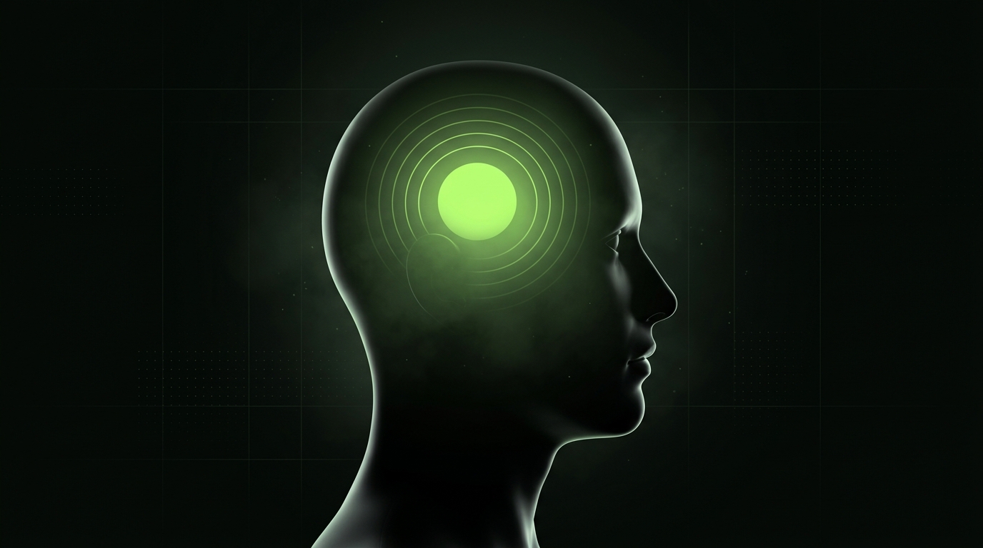 Head silhouette with a calm glowing orb inside