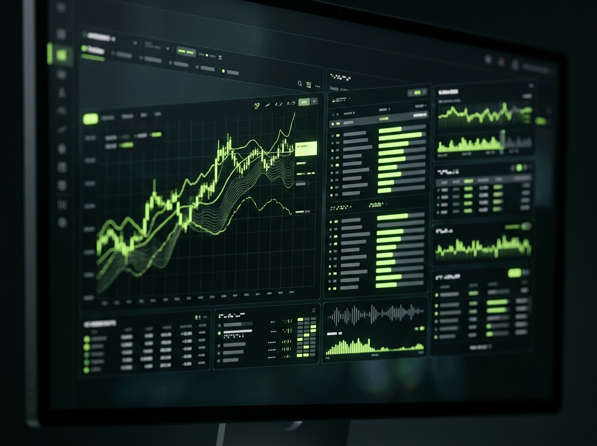 ALGO NODE TRADE trading platform interface on a desktop monitor