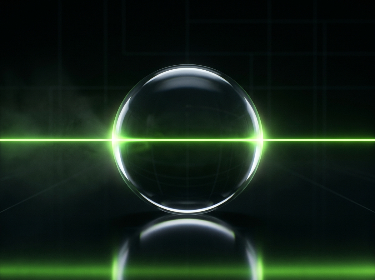 Crystal sphere with a light beam passing cleanly through it